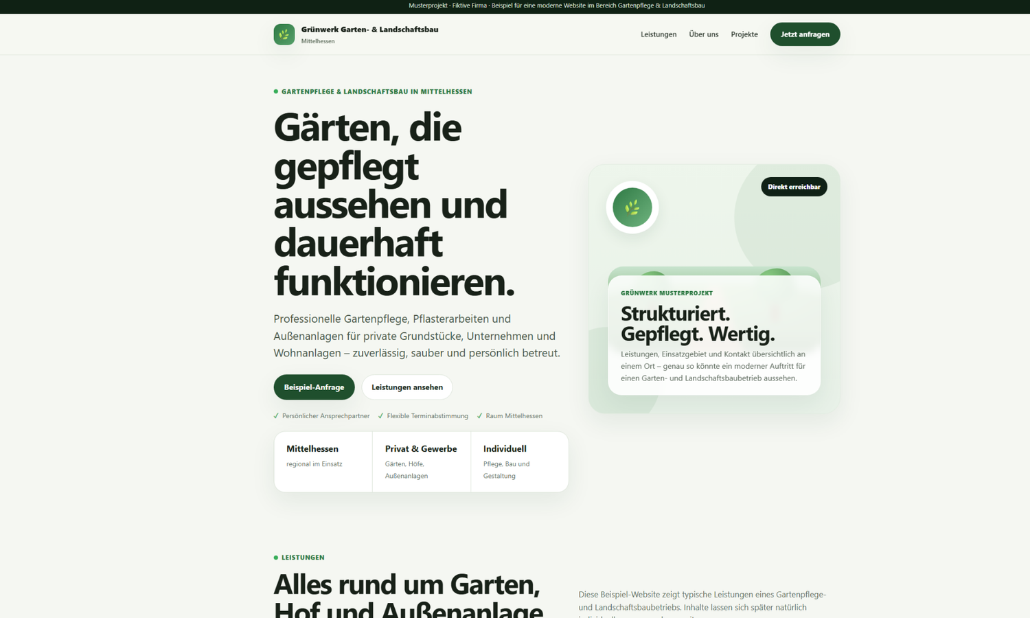 Demo-Website für Garten- und Landschaftsbau