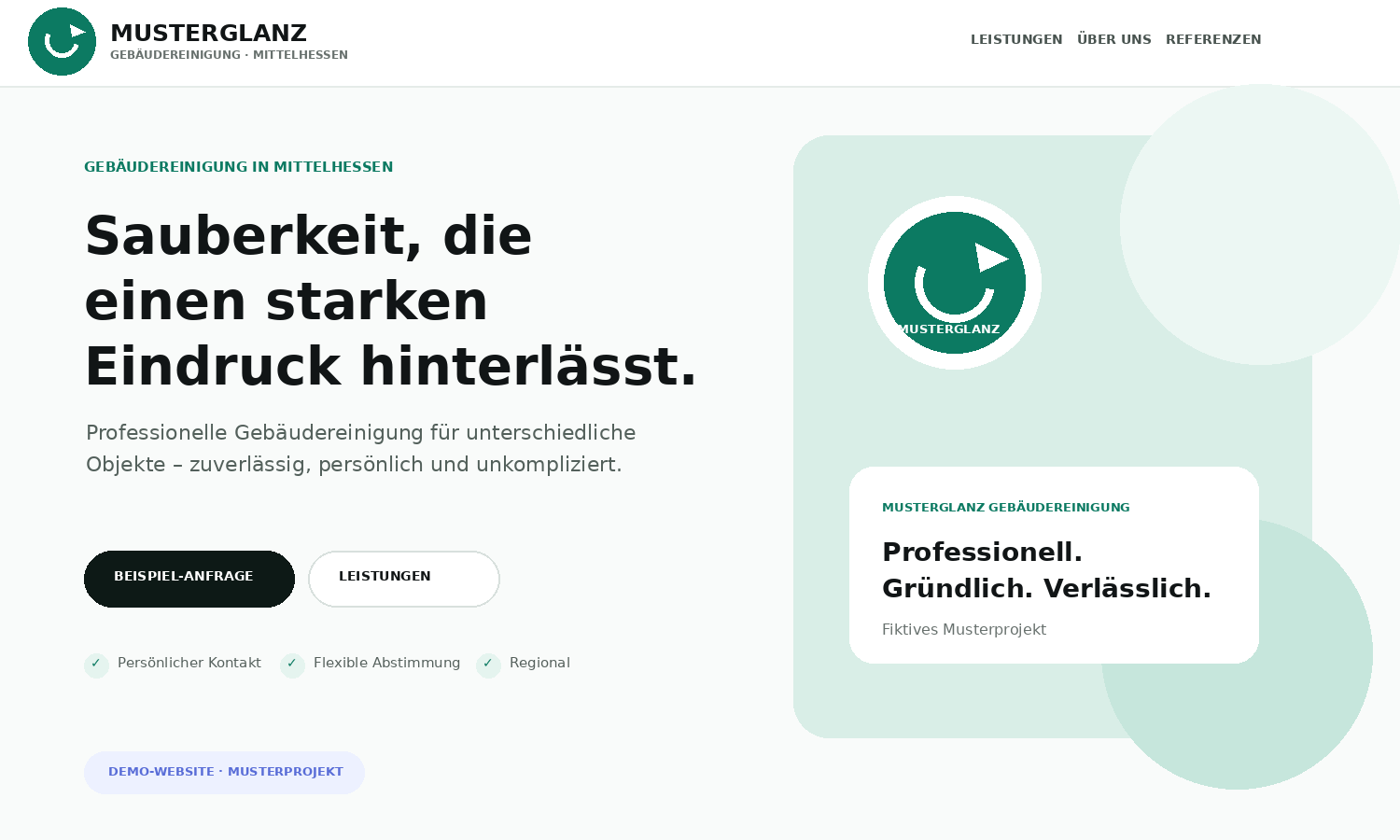 Demo-Website für eine Gebäudereinigung